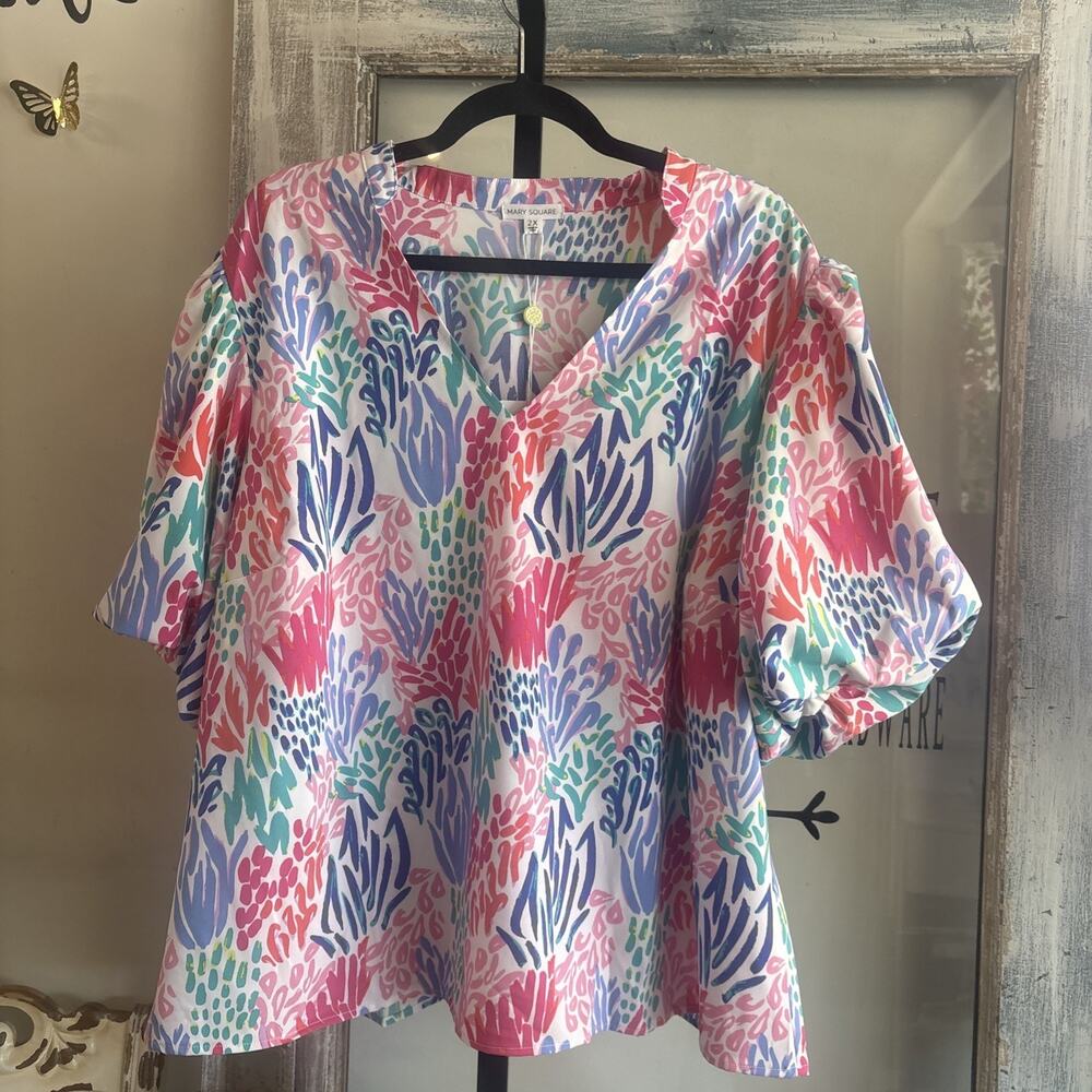 Mary Square Sweet Coral Kenzie Top Size 2X NWT